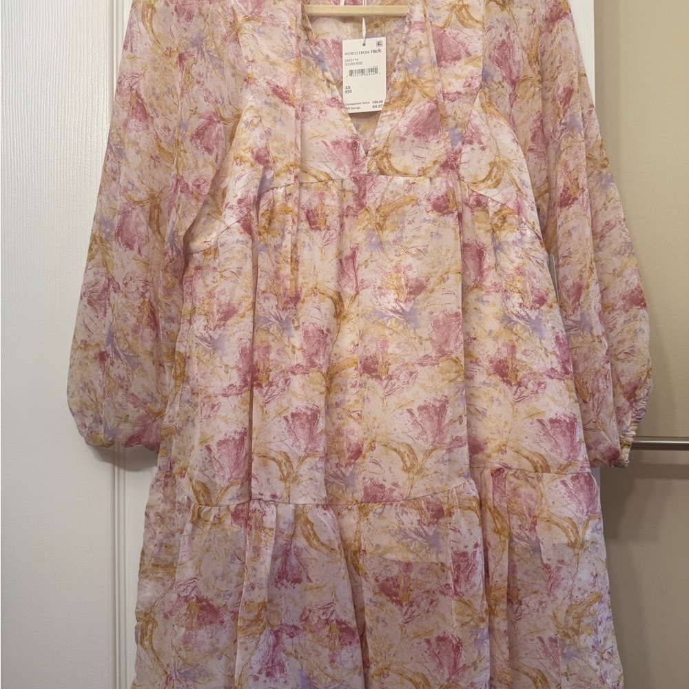 Stitchdrop Floral Pink and Yellow Dress